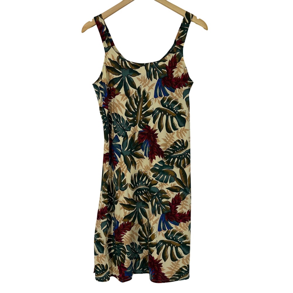 Hilo Hattie Hawaiian Original Tropical Monstera Leaf Print Rayon Dress Medium
